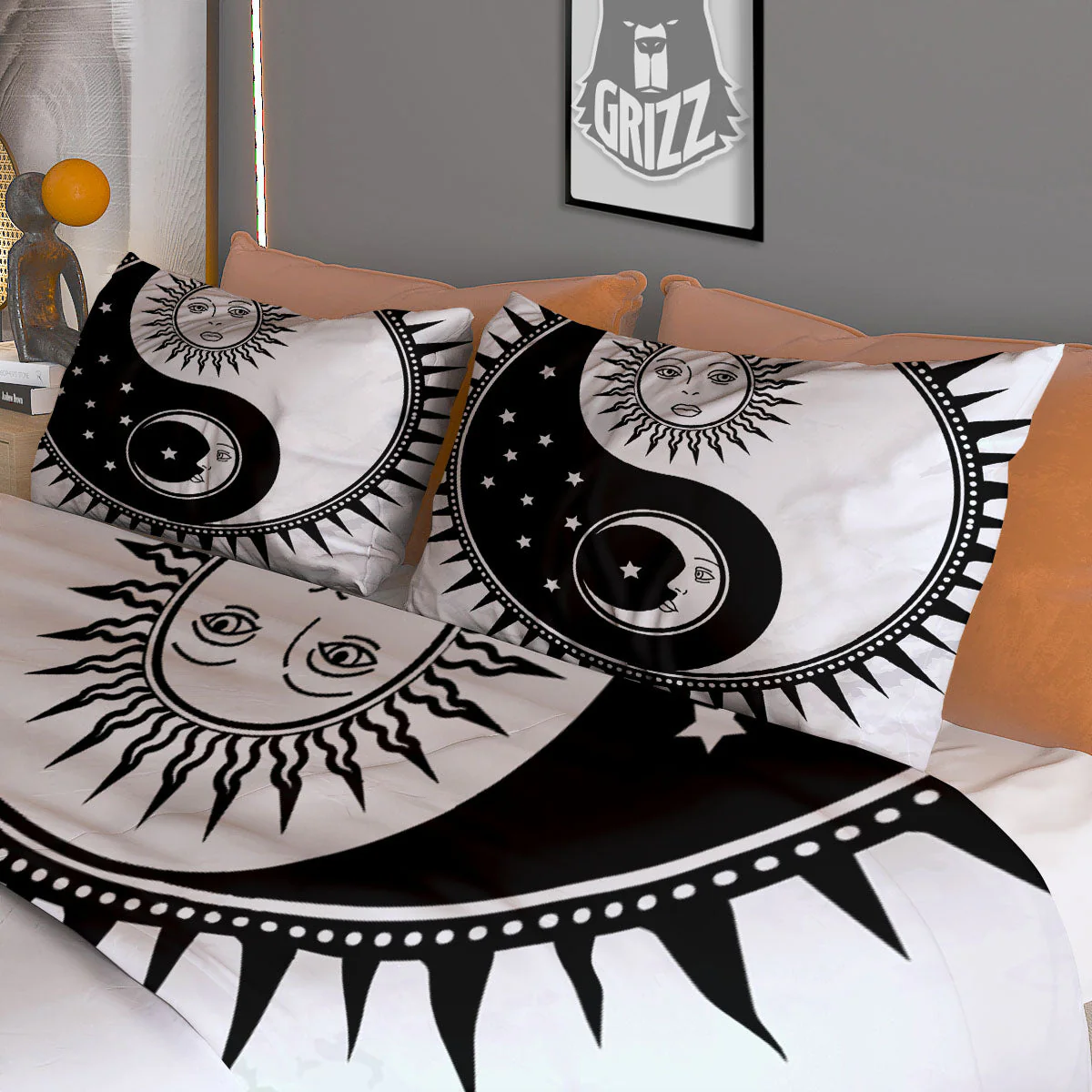 Yin Yang Sun White And Black Print Duvet Cover Bedding Set - Image 3