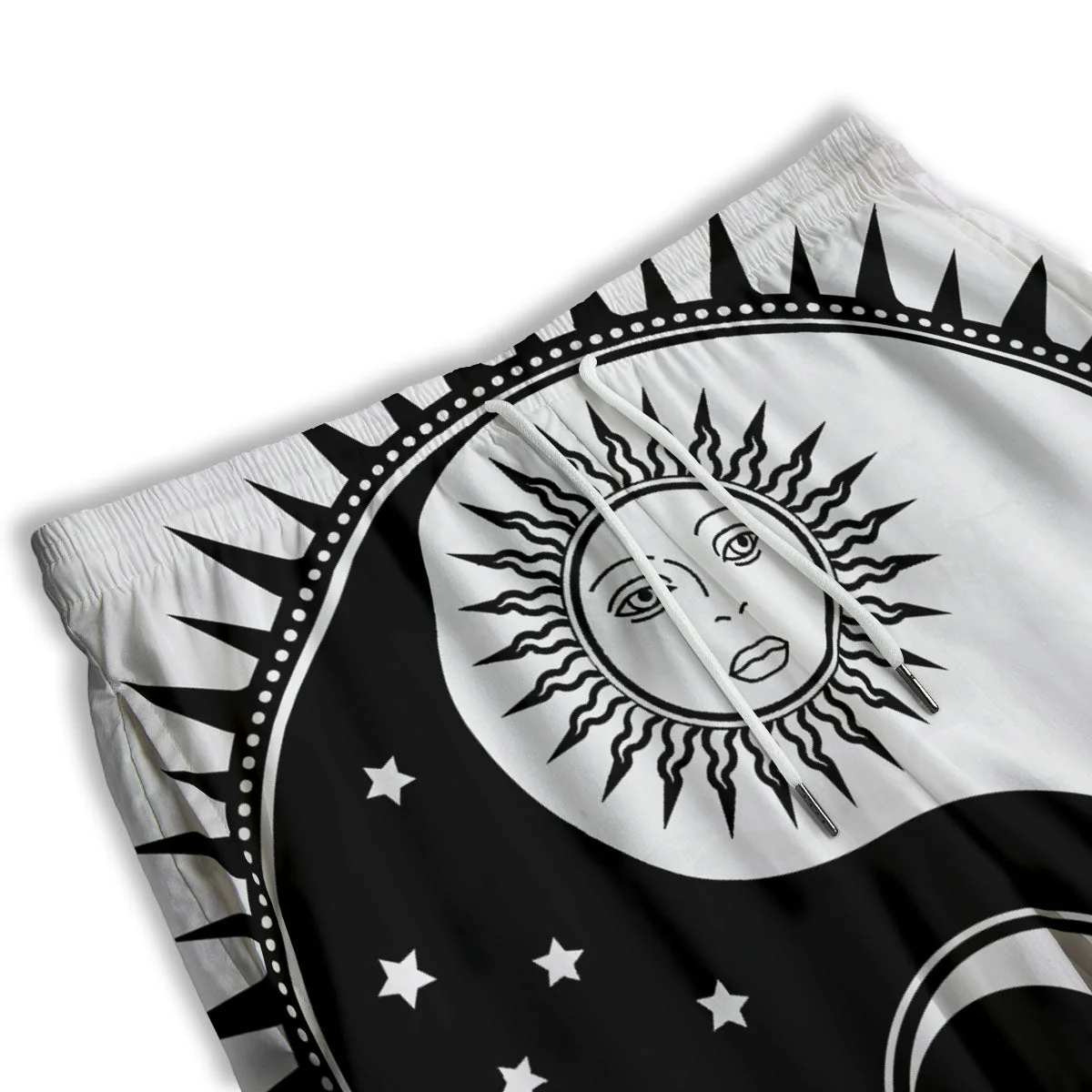 Yin Yang Sun White And Black Print Men's Athletic Shorts - Image 3