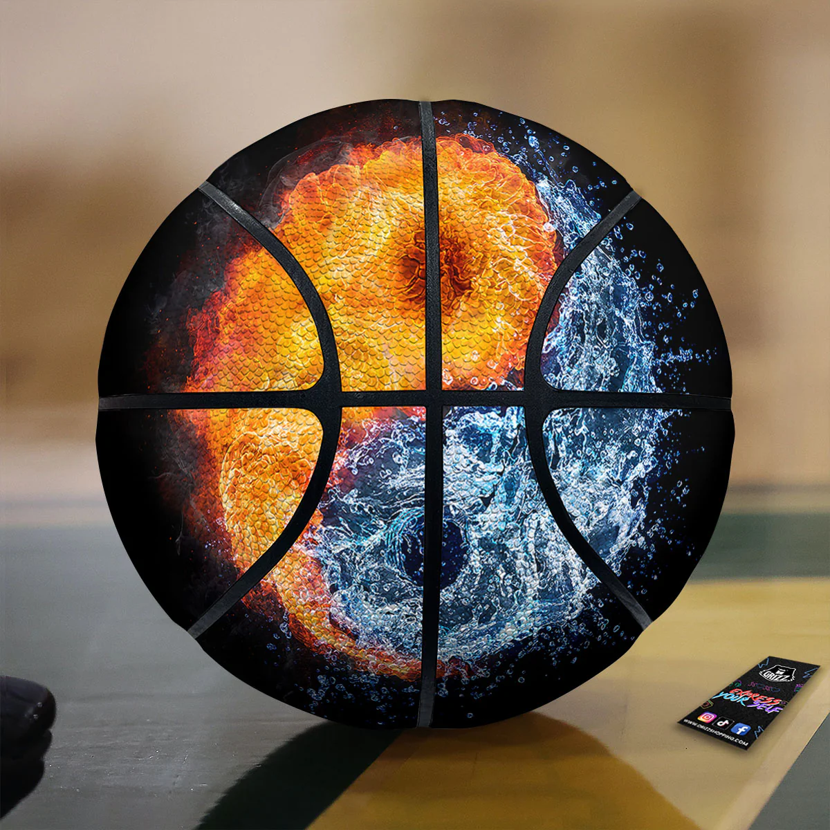 Yin Yang Water And Fire Print Basketball