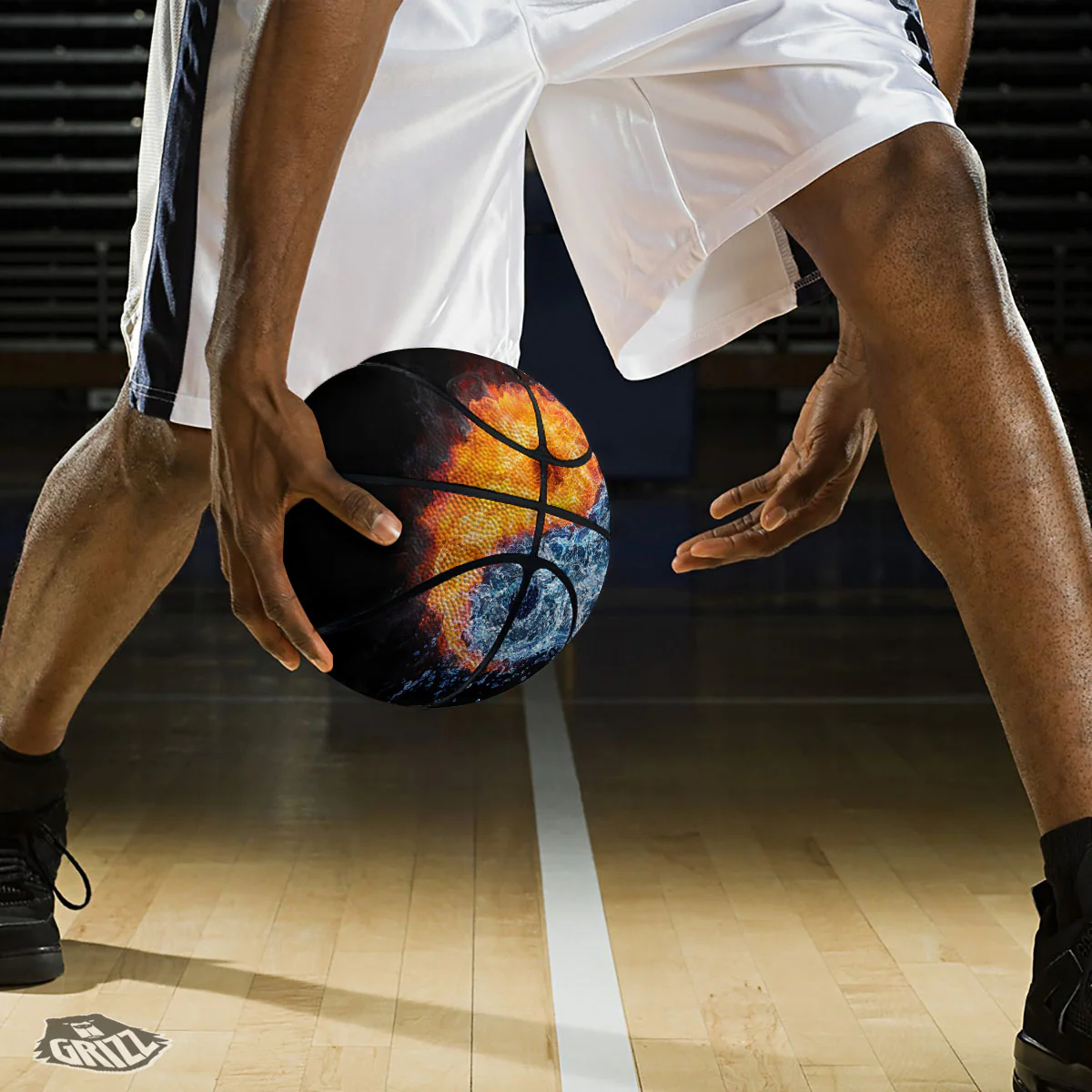 Yin Yang Water And Fire Print Basketball - Image 3