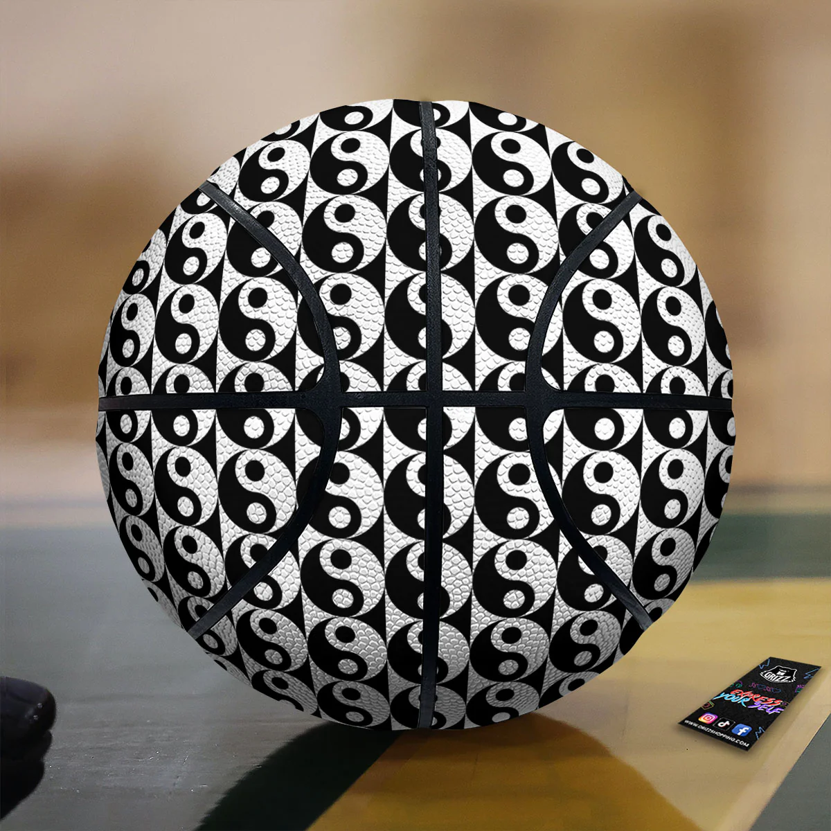 Yin Yang White And Black Print Pattern Basketball