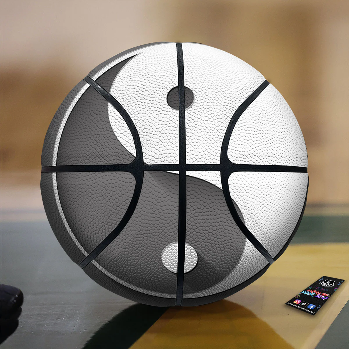 Yin Yang White And Sliver Print Basketball