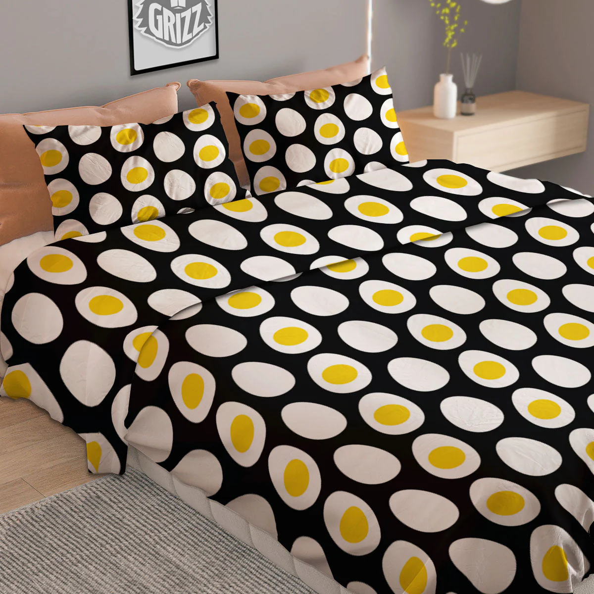 Yolk Egg Print Pattern Duvet Cover Bedding Set - Image 2