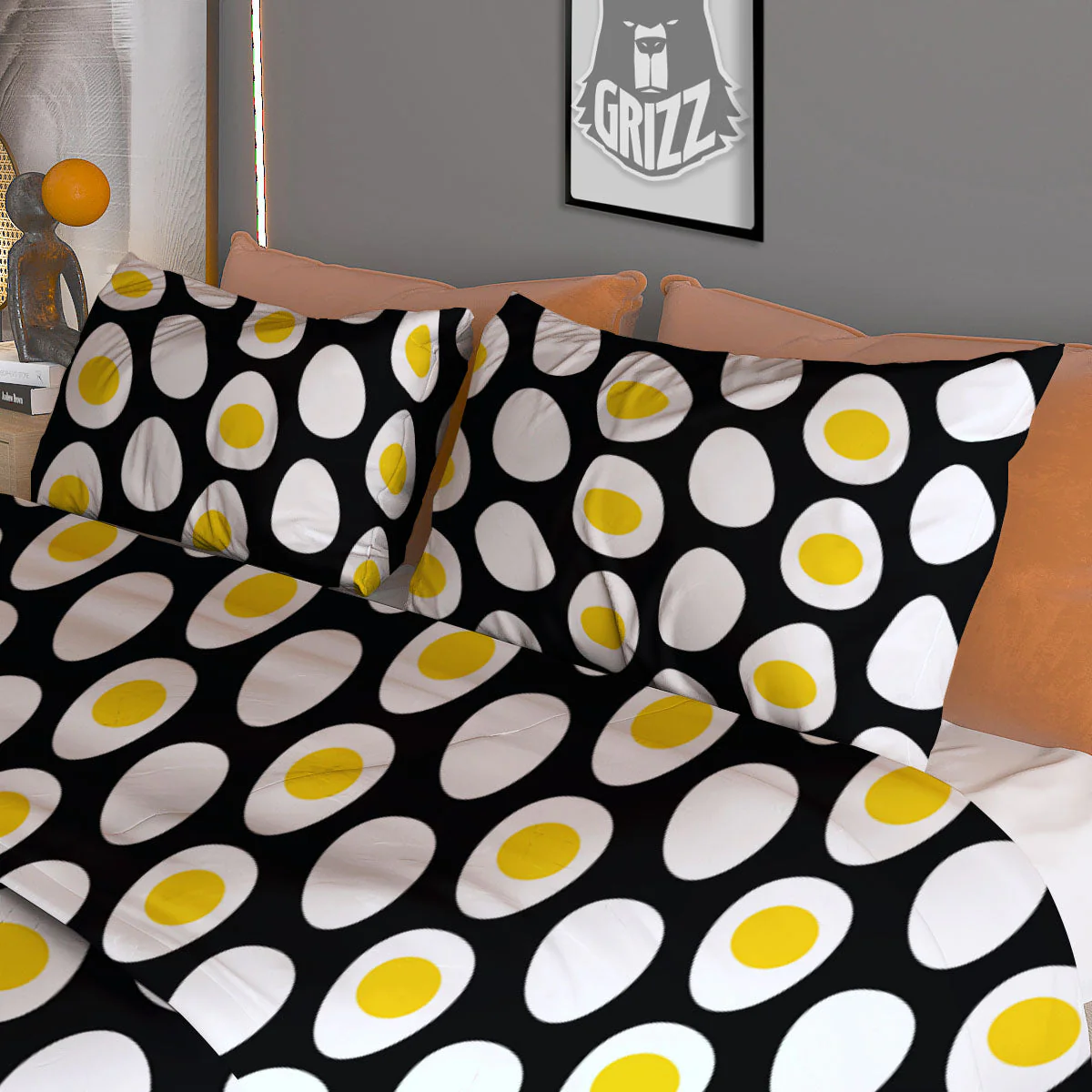 Yolk Egg Print Pattern Duvet Cover Bedding Set - Image 3