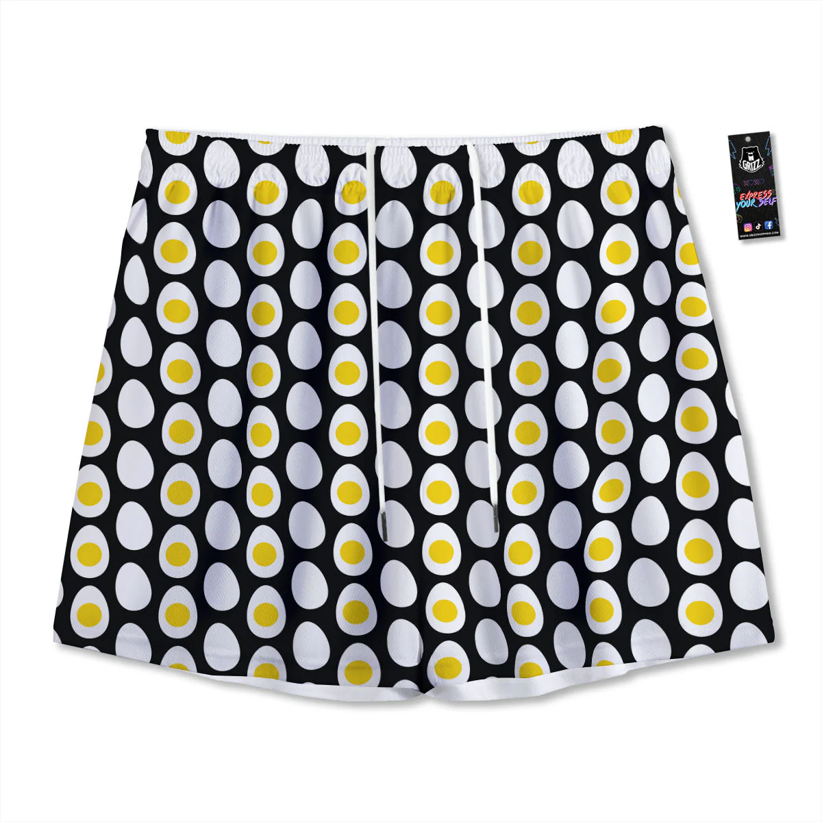 Yolk Egg Print Pattern Mesh Shorts