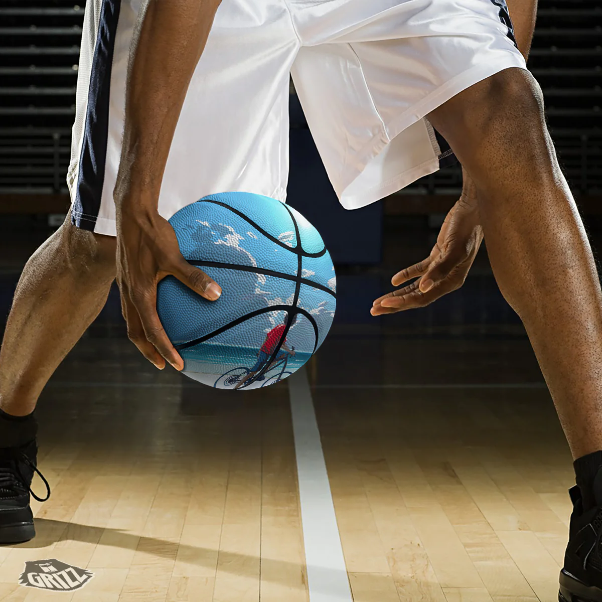 Young Man Looking At The Meteor Print Basketball - Image 3