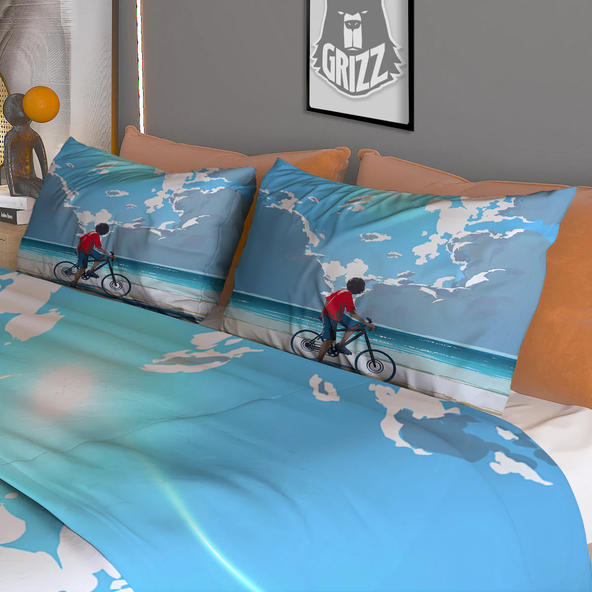 Young Man Looking At The Meteor Print Duvet Cover Bedding Set - Image 3