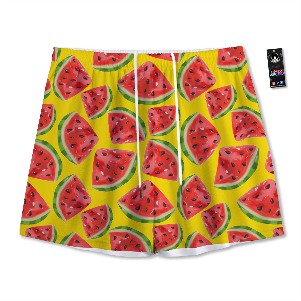 Yummy Watermelon Pieces Print Pattern Mesh Shorts