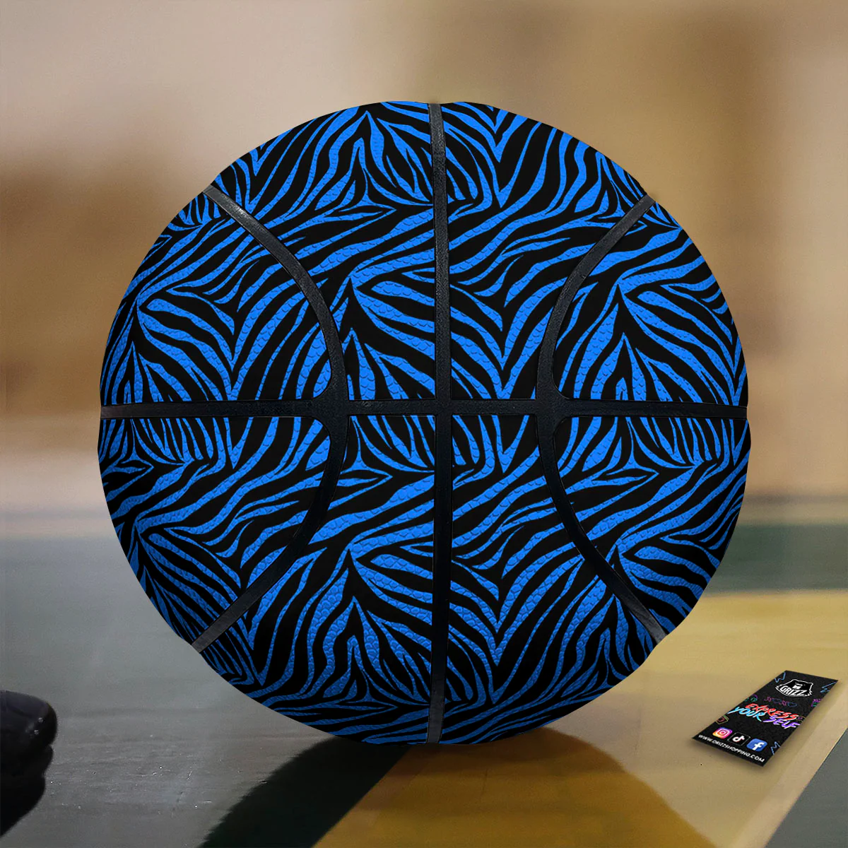 Zebra Black Blue Print Pattern Basketball