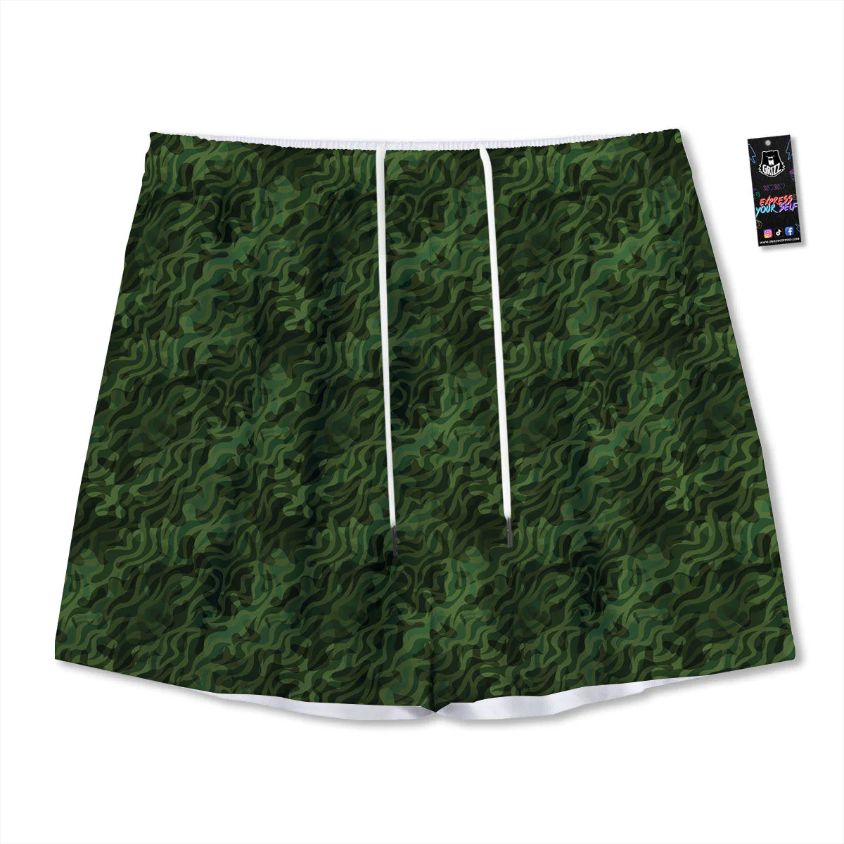Zebra Camo Green Print Pattern Mesh Shorts