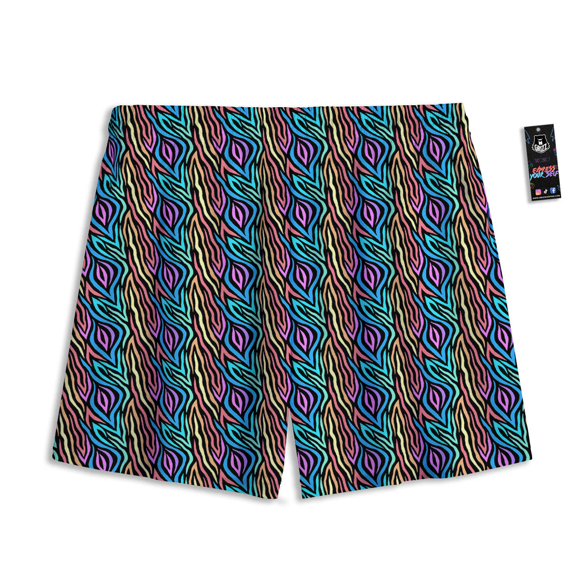 Zebra Colorful Print Pattern Mesh Shorts - Image 2
