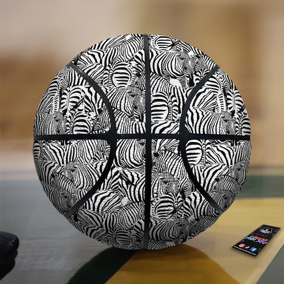 Zebra Striped Black And White Print Pattern Basketball