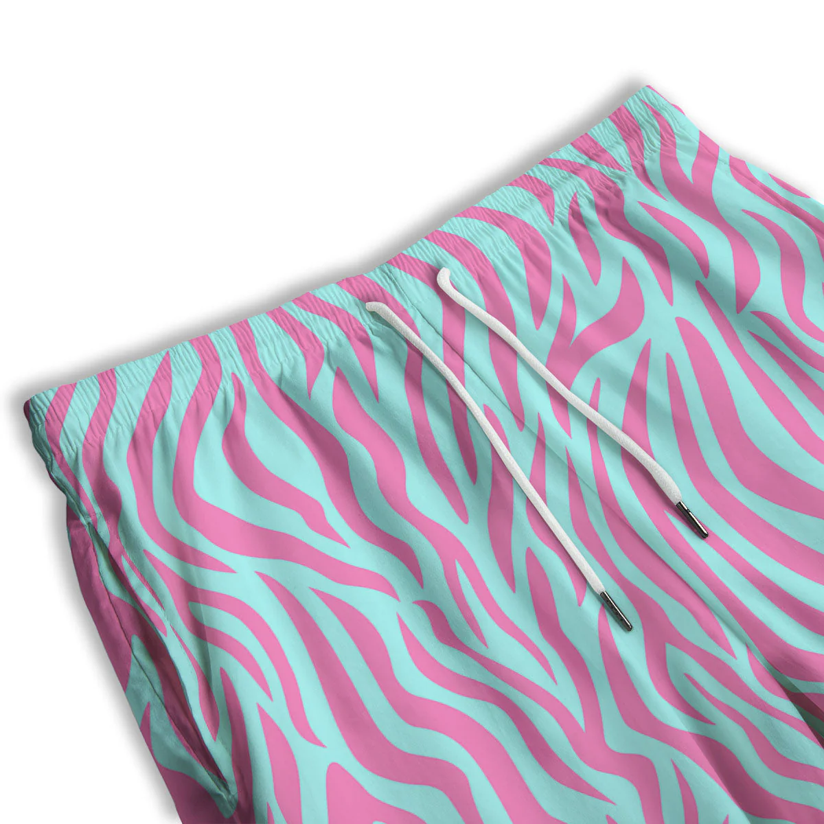 Zebra Stripes Blue And Pink Print Men's Athletic Shorts - Image 3