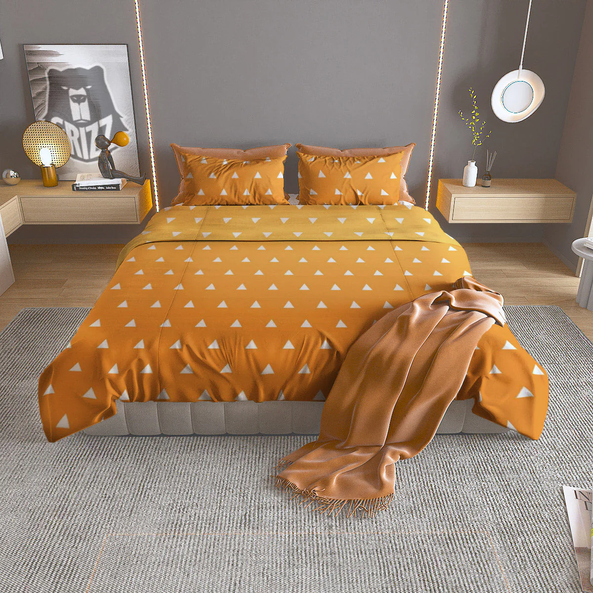 Zenitsu Print Pattern Duvet Cover Bedding Set