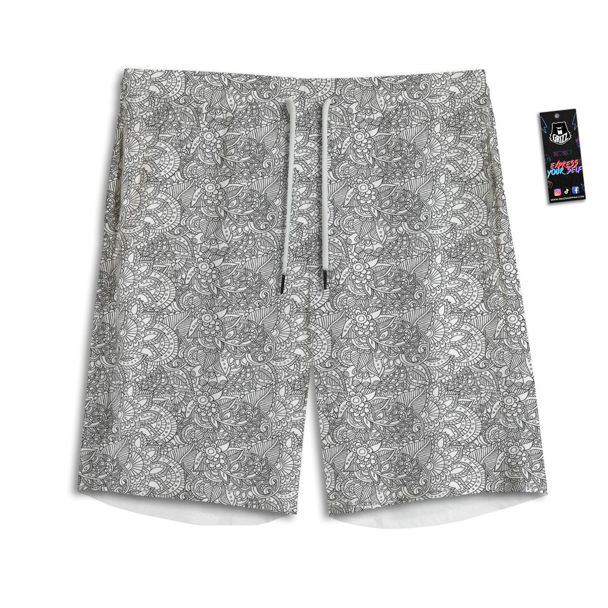 Zentangle Ethnic Print Pattern Men's Athletic Shorts
