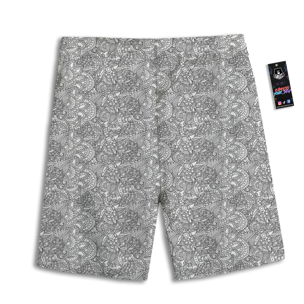 Zentangle Ethnic Print Pattern Men's Athletic Shorts - Image 2