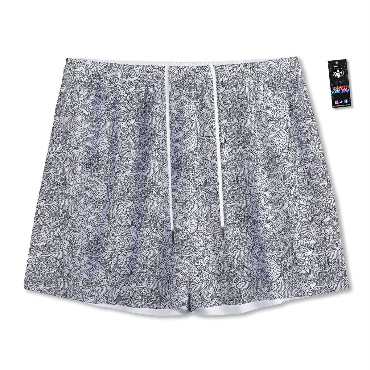 Zentangle Ethnic Print Pattern Mesh Shorts