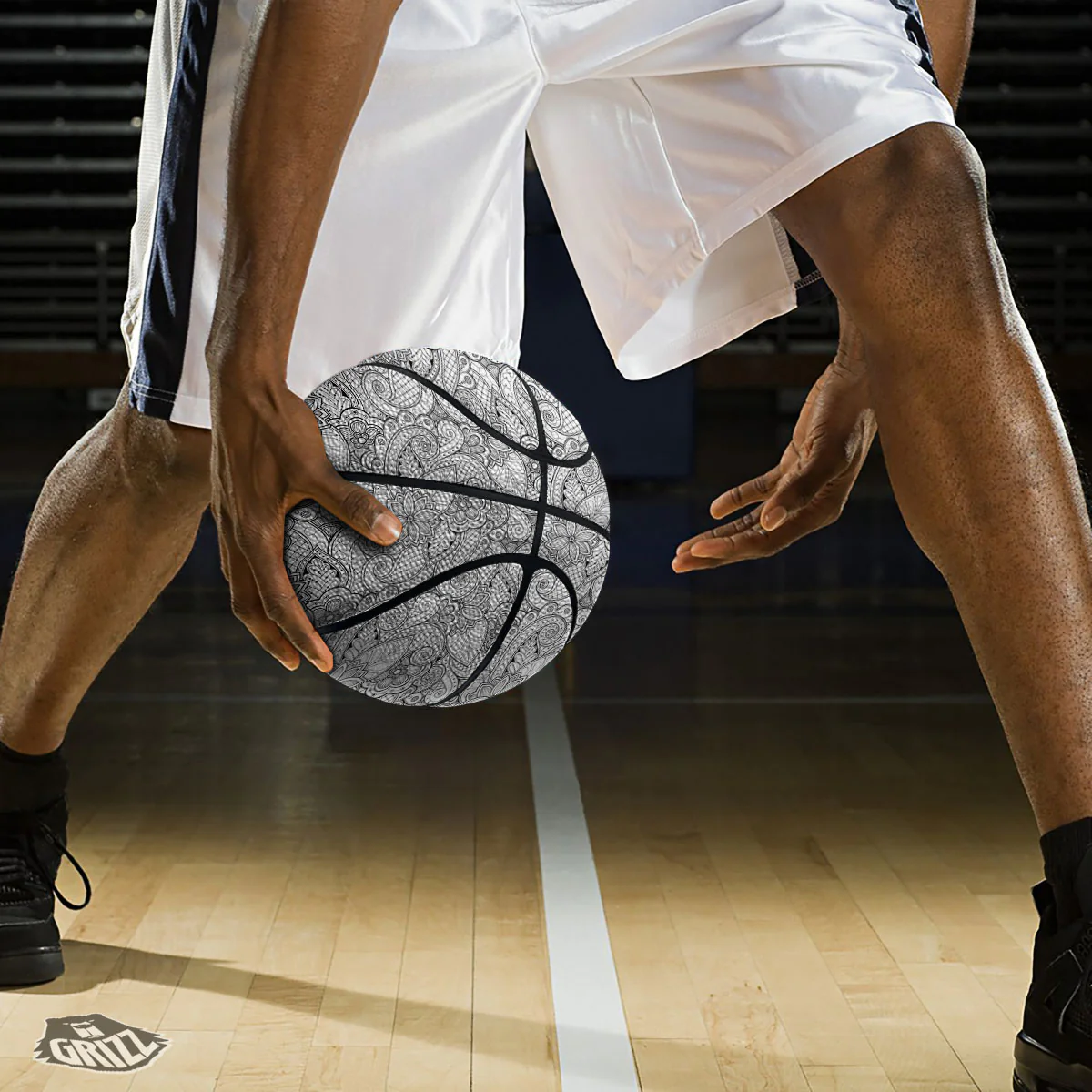 Zentangle Monochrome Print Pattern Basketball - Image 3