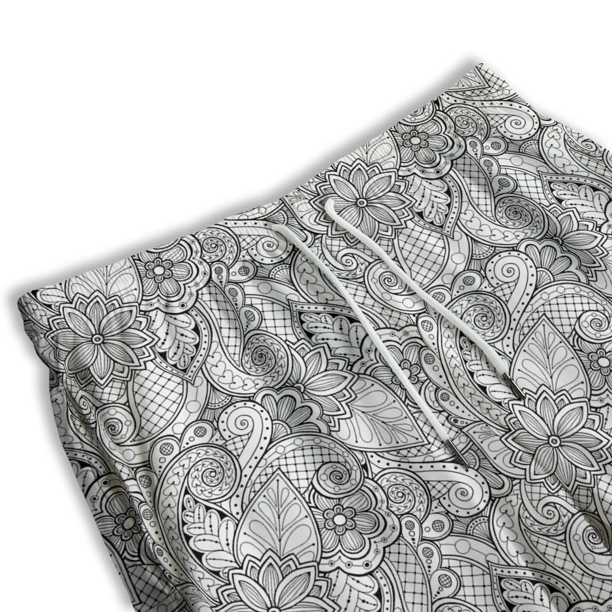 Zentangle Monochrome Print Pattern Men's Athletic Shorts - Image 3