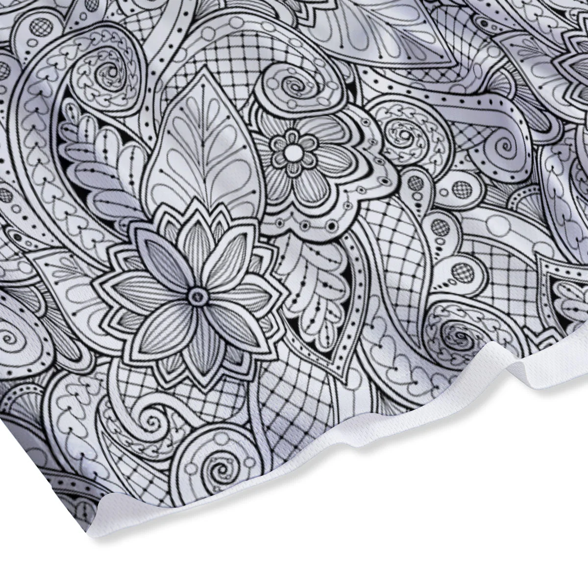 Zentangle Monochrome Print Pattern Mesh Shorts - Image 4