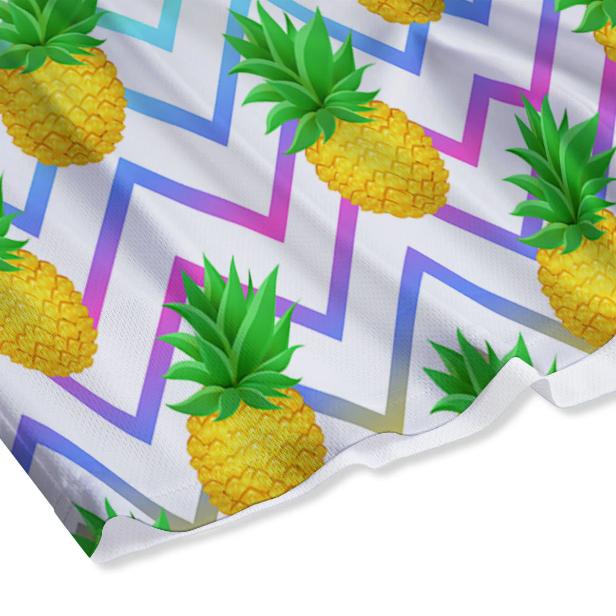 Zig Zag Neon Pineapple Print Pattern Mesh Shorts - Image 4