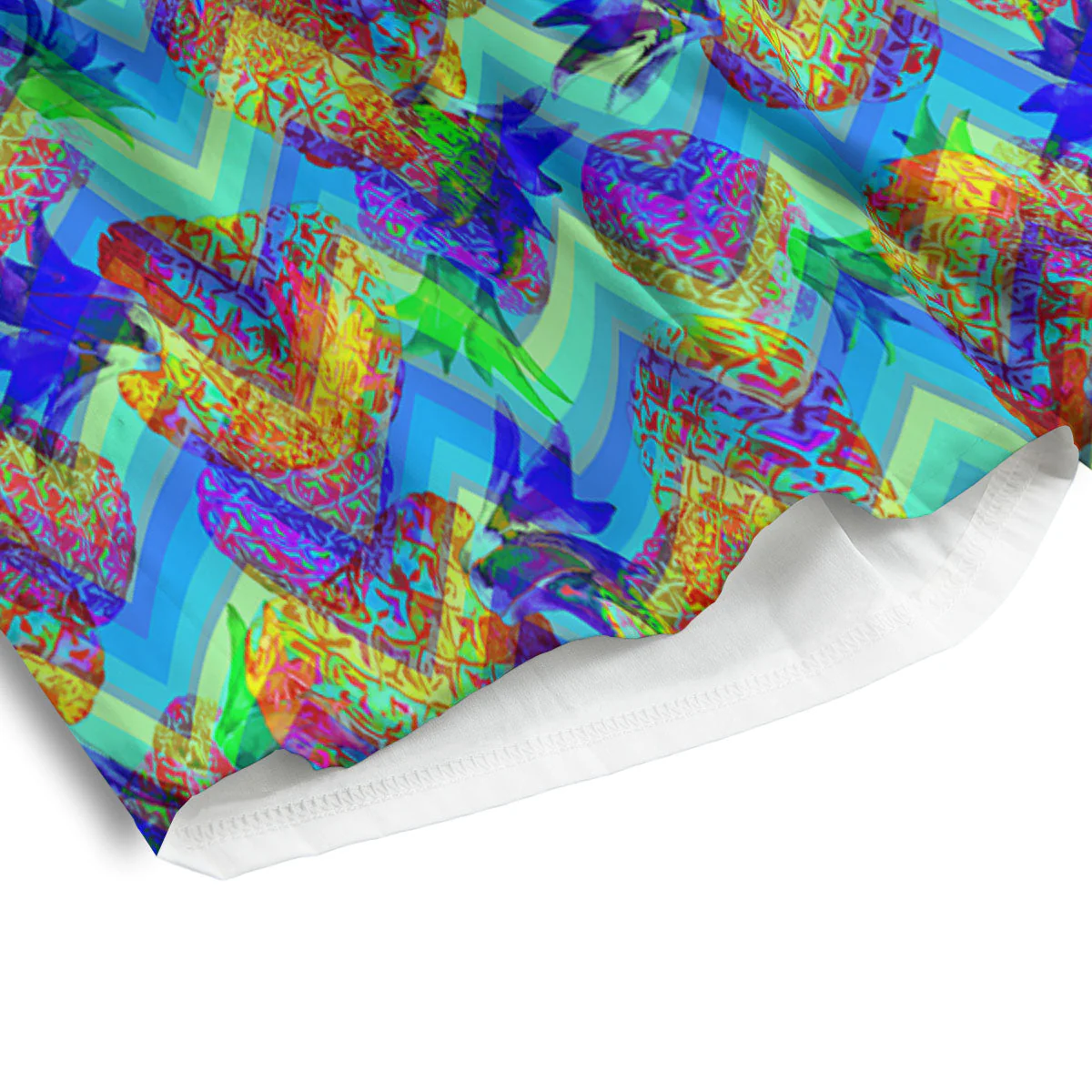 Zig Zag Pineapple Neon EDM Print Pattern Men's Athletic Shorts - Image 4