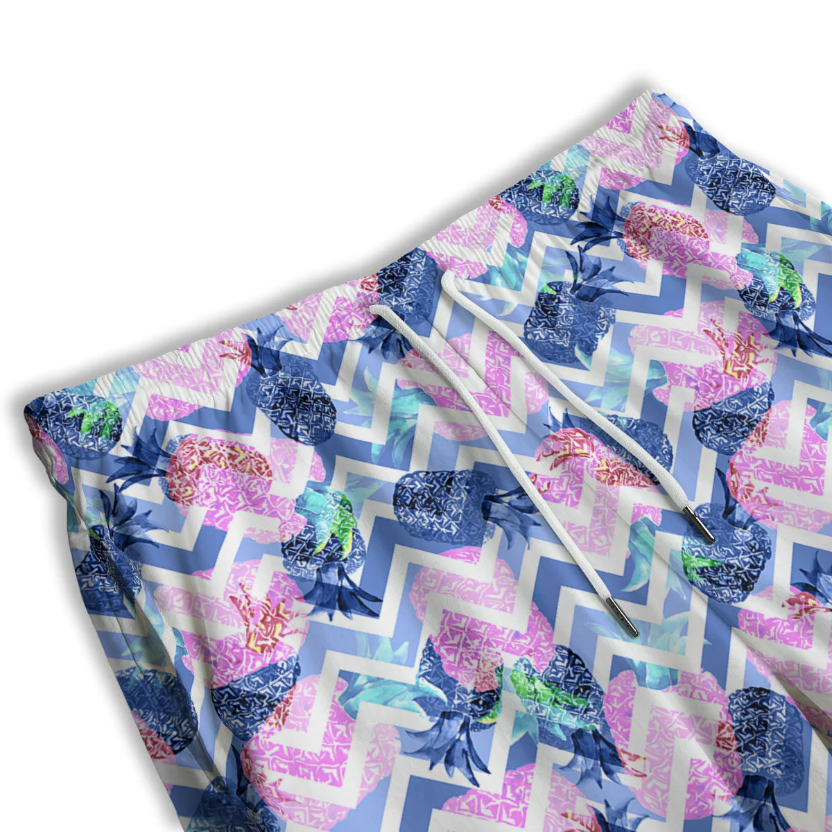 Zig Zag Pineapple Purple Print Pattern Men's Athletic Shorts - Image 3