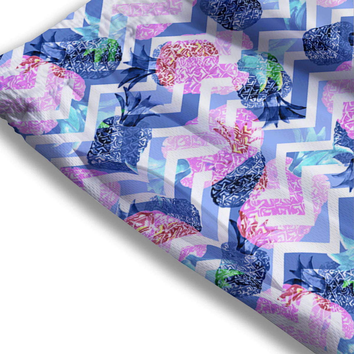 Zig Zag Pineapple Purple Print Pattern Mesh Shorts - Image 3