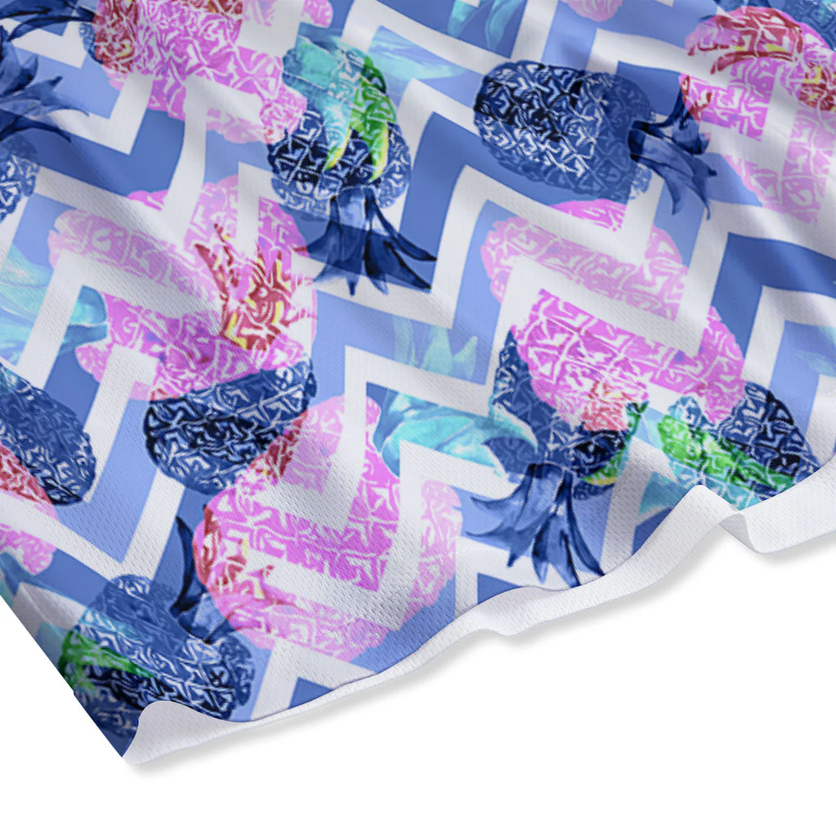 Zig Zag Pineapple Purple Print Pattern Mesh Shorts - Image 4