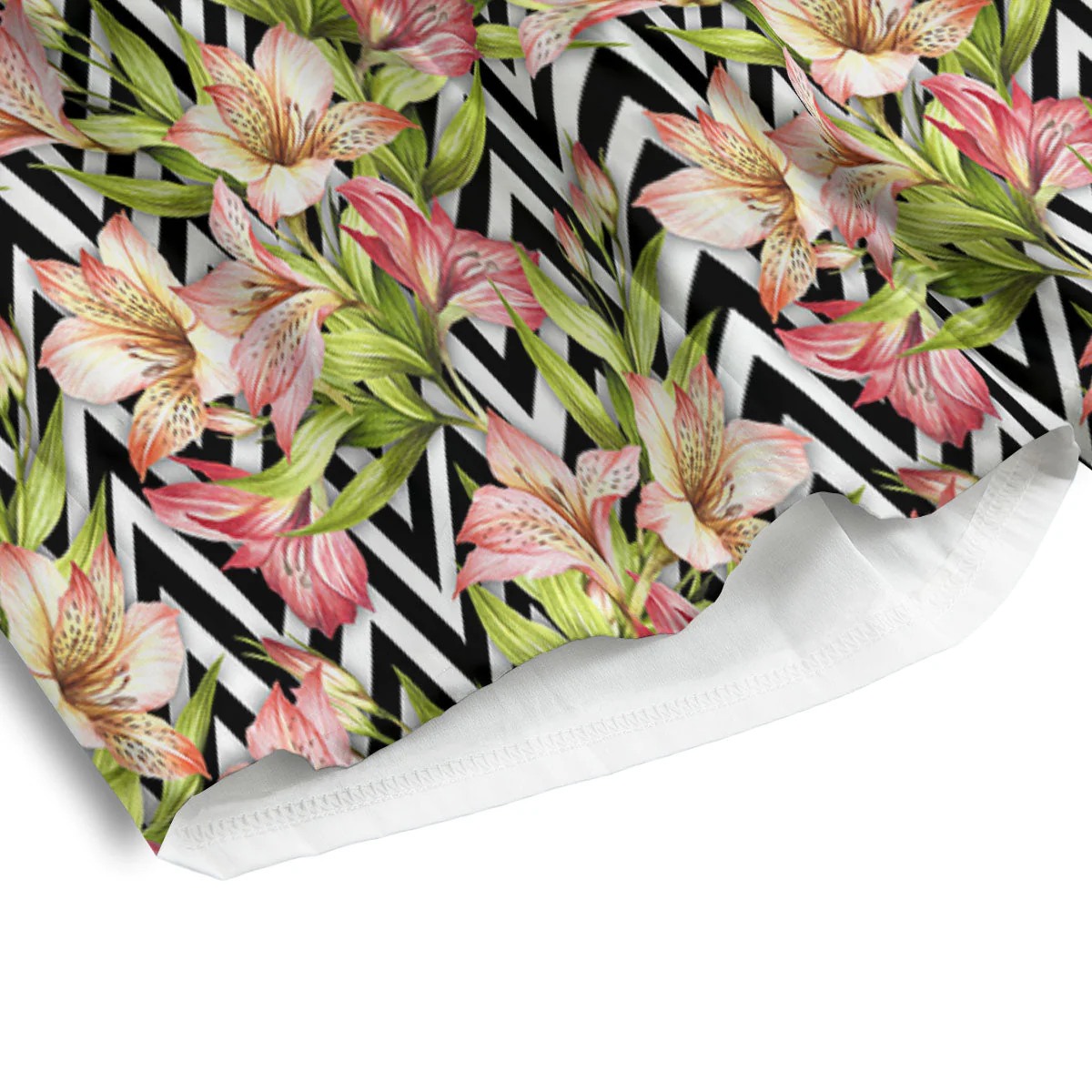 Zigzag Alstroemeria Pastel Print Pattern Men's Athletic Shorts - Image 4