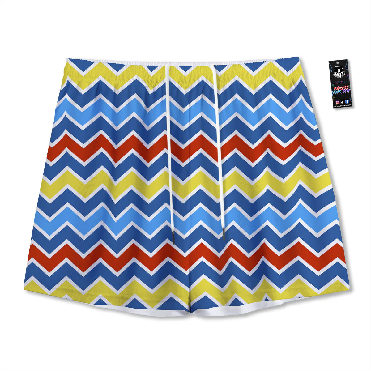 Zigzag Autism Awareness Color Print Pattern Mesh Shorts