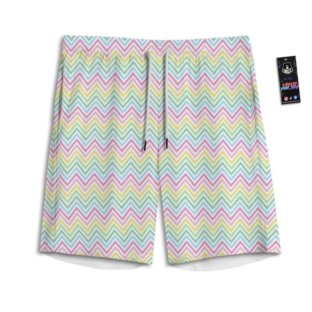 Zigzag Colorful Print Pattern Men's Athletic Shorts