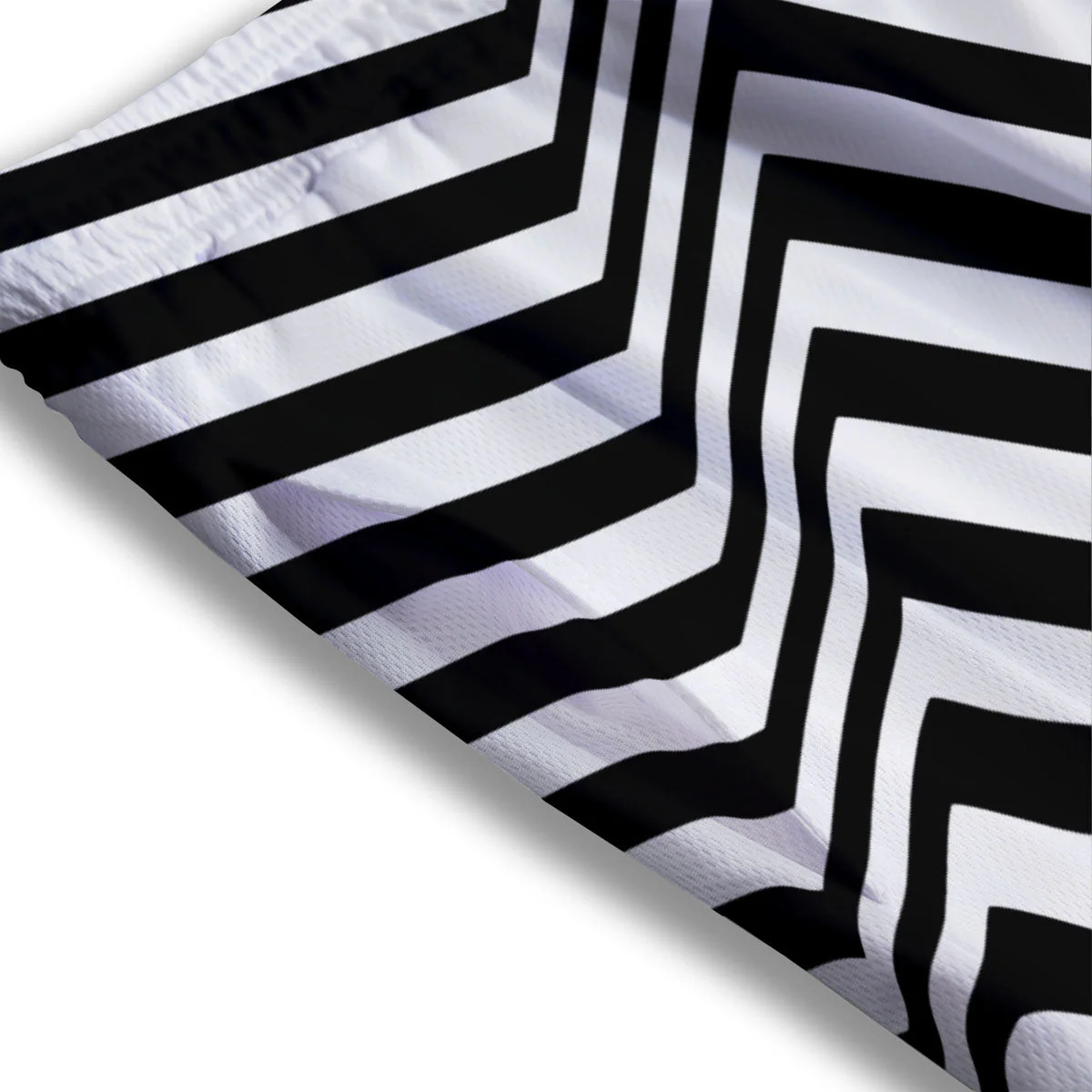 Zigzag Dazzle White And Black Print Mesh Shorts - Image 3