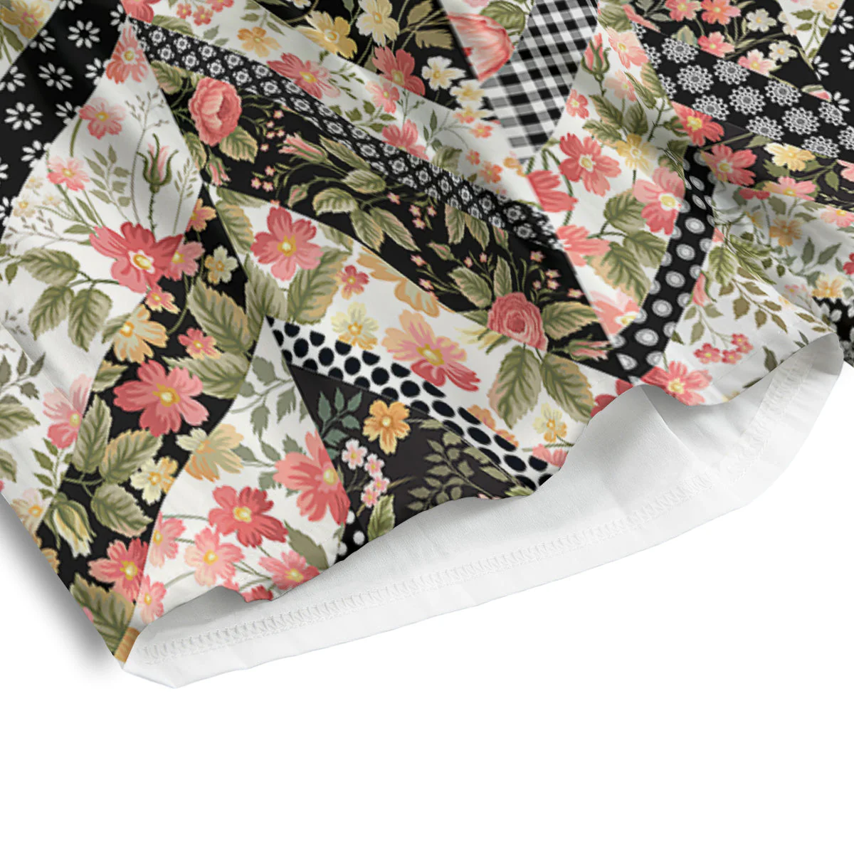 Zigzag Floral Patchwork Print Pattern Men's Athletic Shorts - Image 4