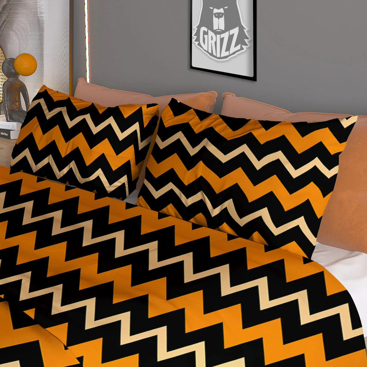 Zigzag Halloween Print Pattern Duvet Cover Bedding Set - Image 3