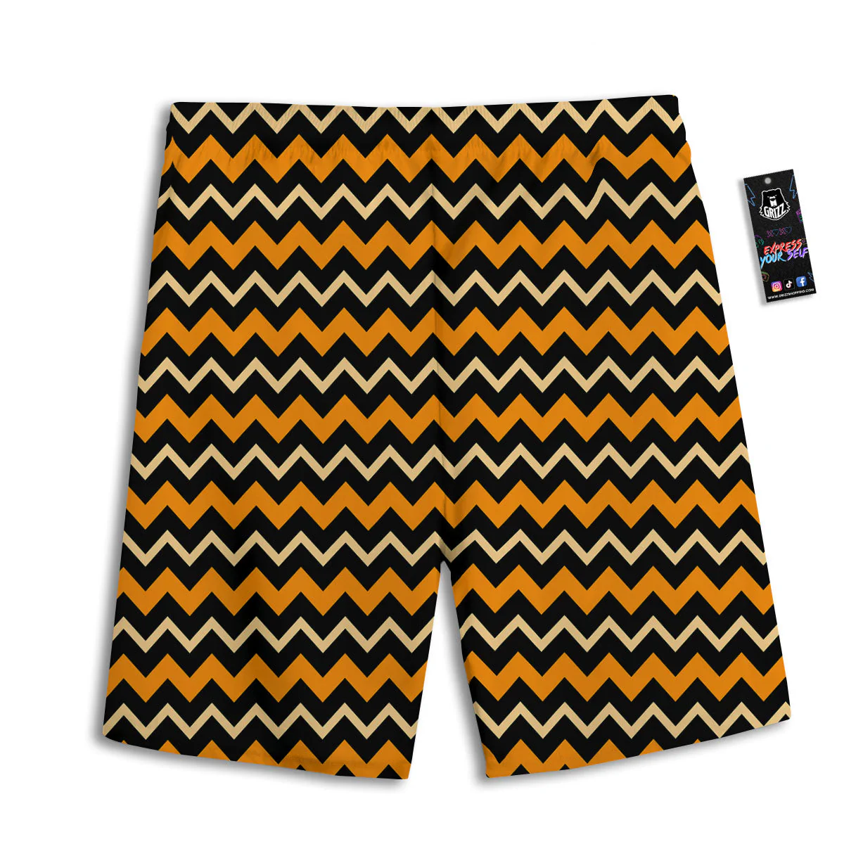 Zigzag Halloween Print Pattern Men's Athletic Shorts - Image 2