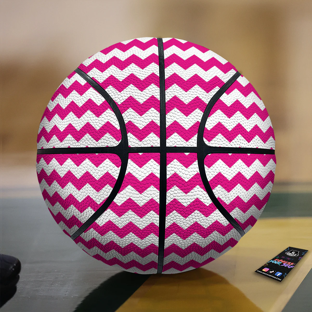 Zigzag Pink And White Print Pattern Basketball