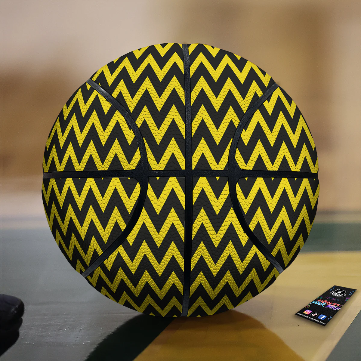 Zigzag Yellow And Black Print Pattern Basketball