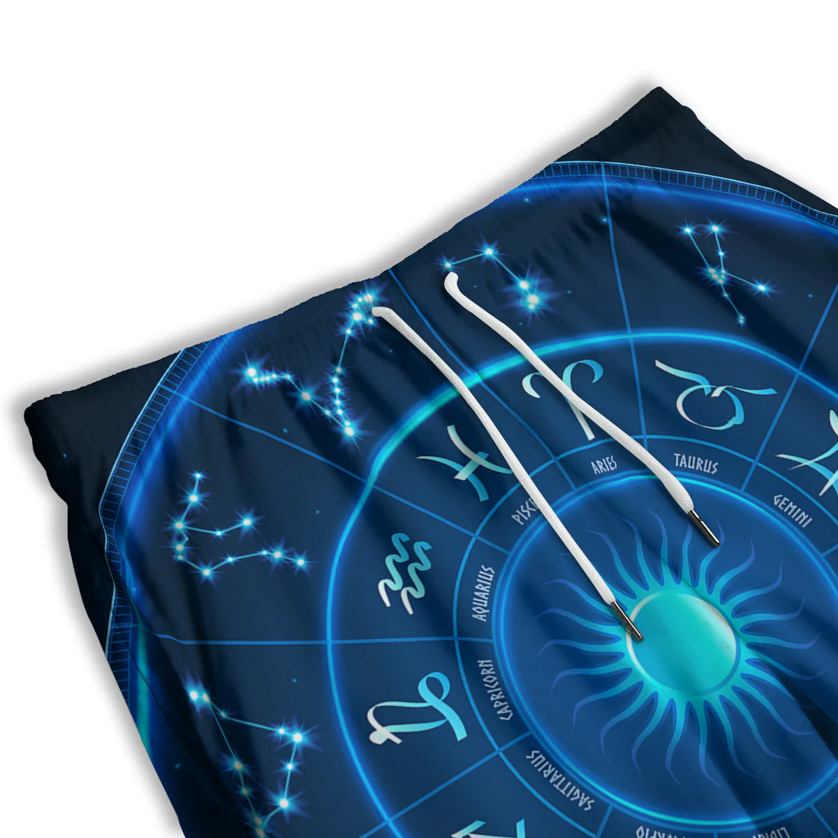 Zodiac Circle Blue Light Print Men's Athletic Shorts - Image 3