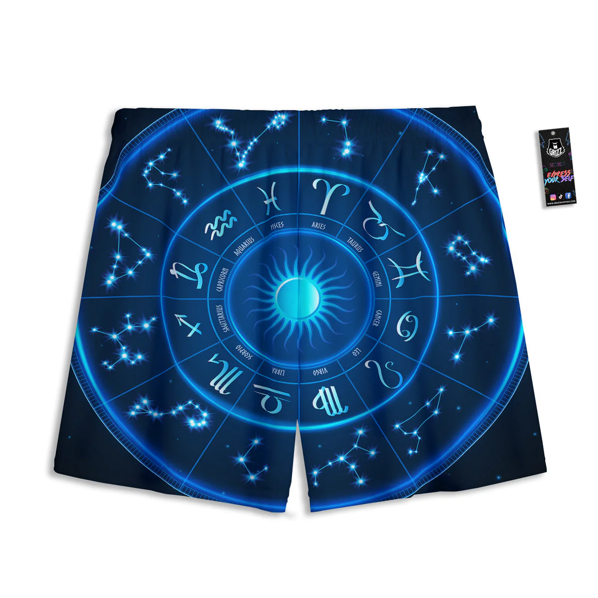 Zodiac Circle Blue Light Print Mesh Shorts - Image 2