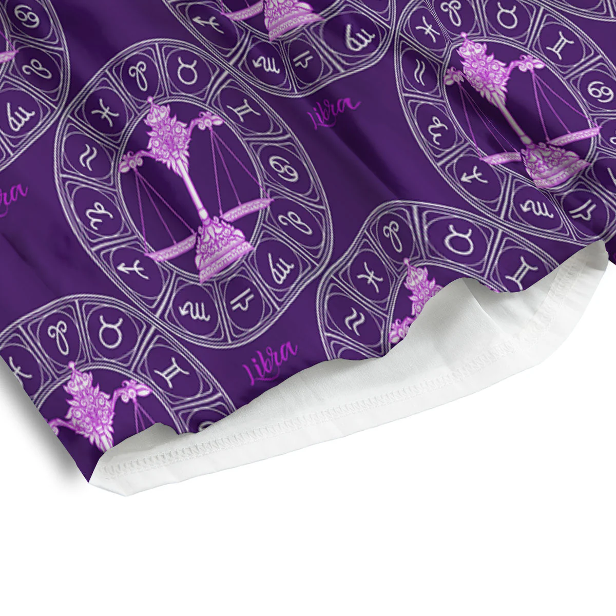 Zodiac Libra Purple Print Pattern Men's Athletic Shorts - Image 4