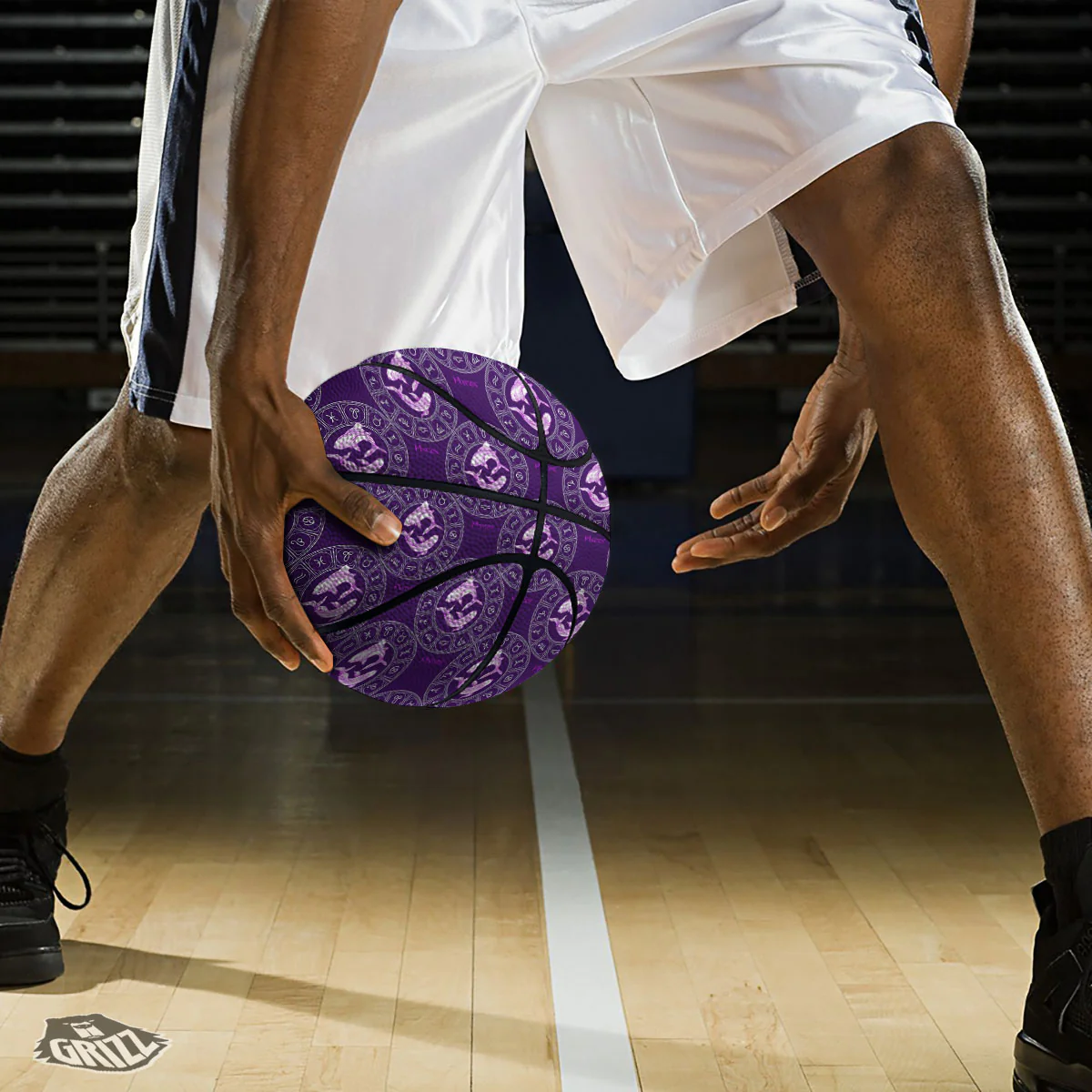 Zodiac Pisces Purple Print Pattern Basketball - Image 3