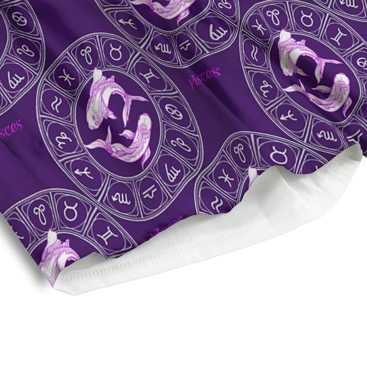 Zodiac Pisces Purple Print Pattern Men's Athletic Shorts - Image 4