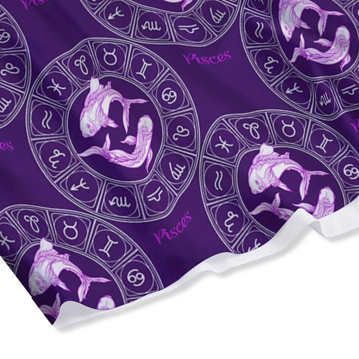 Zodiac Pisces Purple Print Pattern Mesh Shorts - Image 4