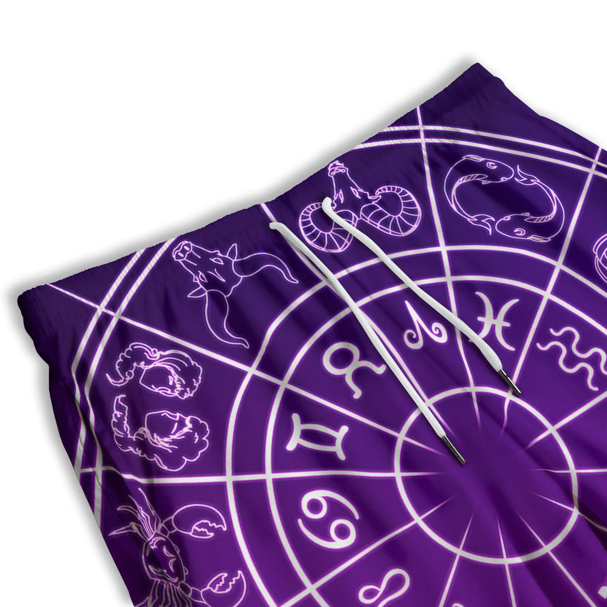 Zodiac Purple And White Signs Print Men's Athletic Shorts - Image 3