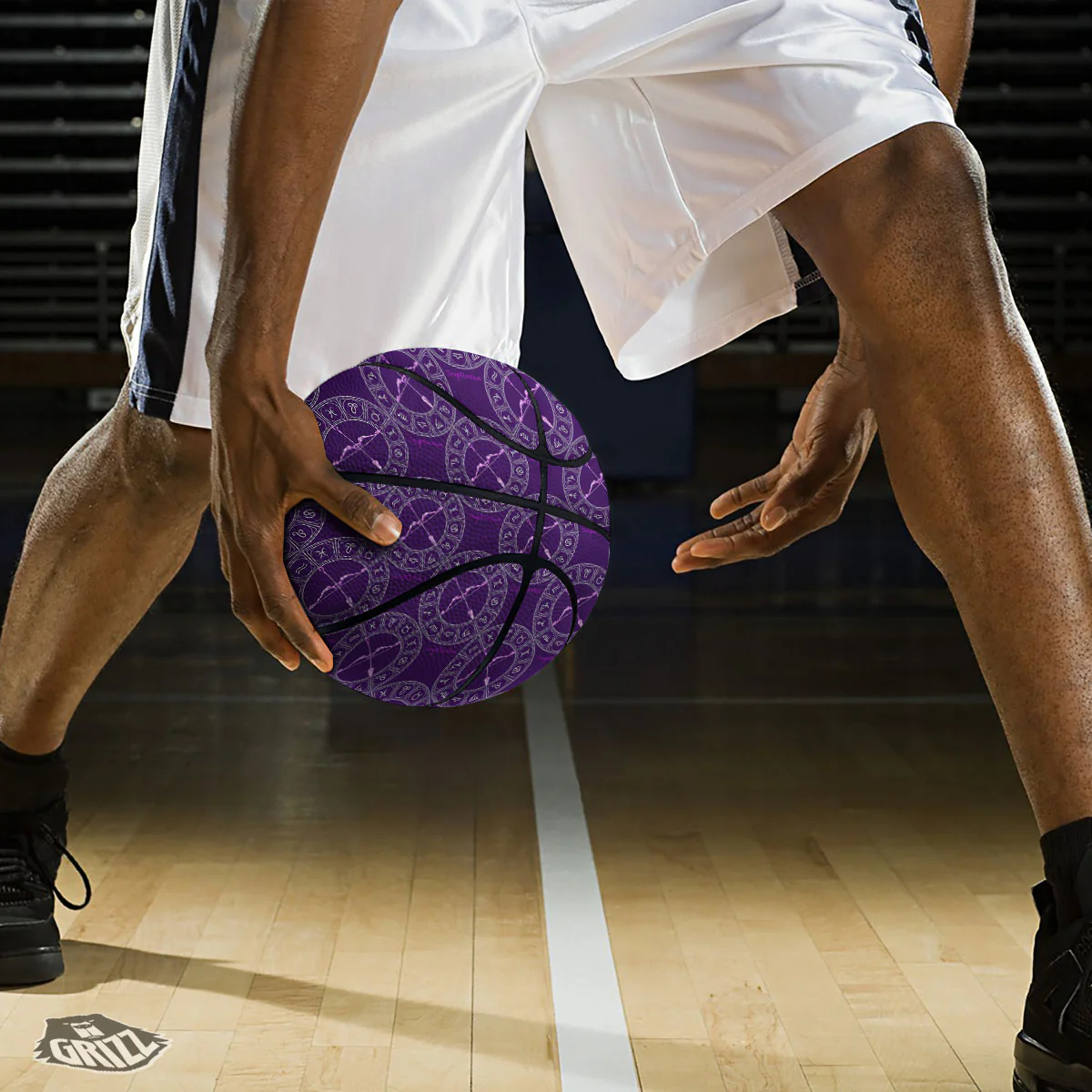 Zodiac Sagittarius Purple Print Pattern Basketball - Image 3
