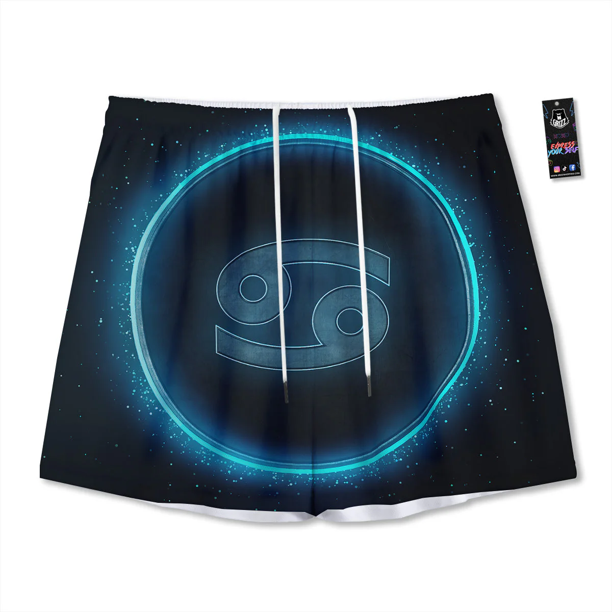 Zodiac Sign Blue Cancer Print Mesh Shorts