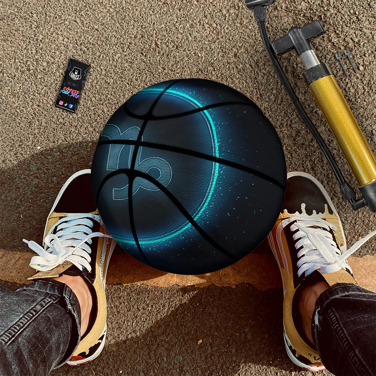 Zodiac Sign Blue Capricorn Print Basketball - Image 3