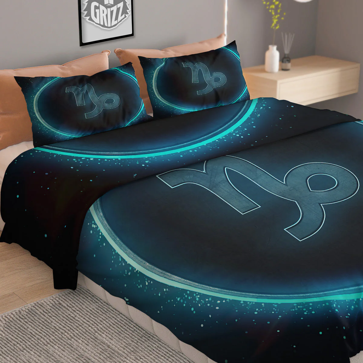 Zodiac Sign Blue Capricorn Print Duvet Cover Bedding Set - Image 2