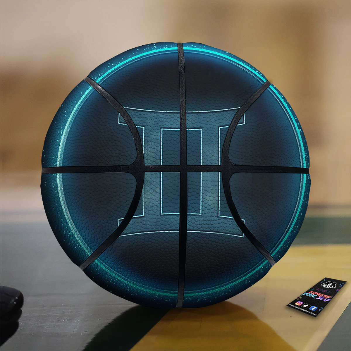 Zodiac Sign Blue Gemini Print Basketball